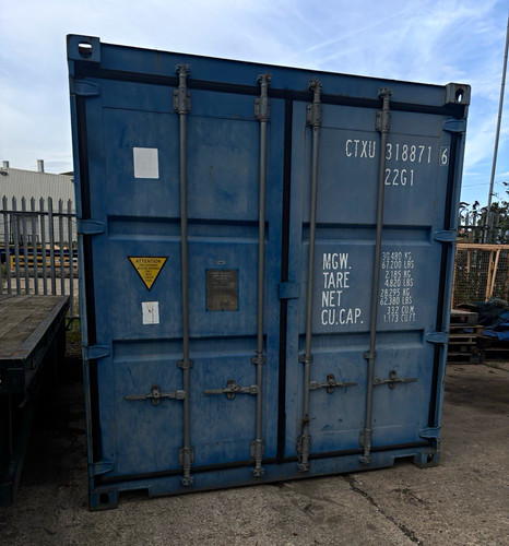 Blue steel shipping container - blue,
