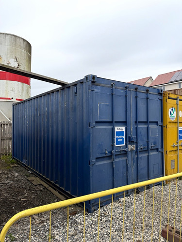 Blue steel shipping container - blue,
